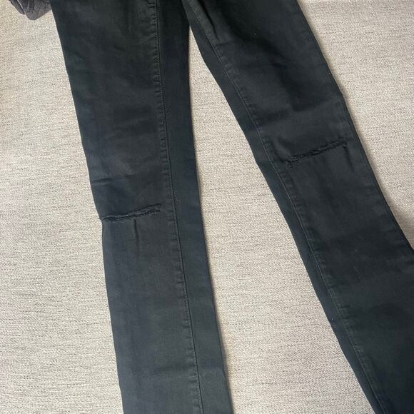 BDG Urban Outfitters High Rise Twig Black Knee Hole Jeans 24 Goth Alt Scene - Picture 4 of 4